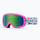 Gogle narciarskie Smith Snowday Jr vivid pink hearts/green sol-x mirror