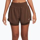 Spodenki damskie Nike One Dri-Fit High-Waisted 3" 2In1 cacao wow/white