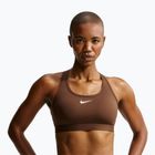 Biustonosz treningowy damski Nike Swoosh Medium Support cacao wow/white