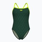 Strój pływacki jednoczęściowy damski arena Monogram Challenge Back dark sage multi/artic lime