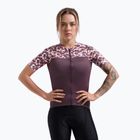 Koszulka rowerowa damska Rogelli Essential Graphic W burgundy/coral