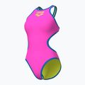 Strój pływacki jednoczęściowy damski arena One Biglogo One Piece shocking pink/blue river 4