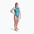 Strój pływacki jednoczęściowy damski ZONE3 High Neck Costume teal tie dye 6