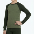 Komplet bielizny termoaktywnej dziecięcej WOOLCANO Merino SET0982 khaki 4