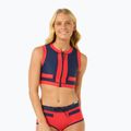 Góra od stroju kąpielowego Rip Curl Coco Short Sleeve Vest red/dark blue 2