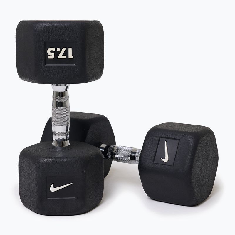 Hantel ogumowany Nike Strength Hex Dumbbell 17,5 kg black/white