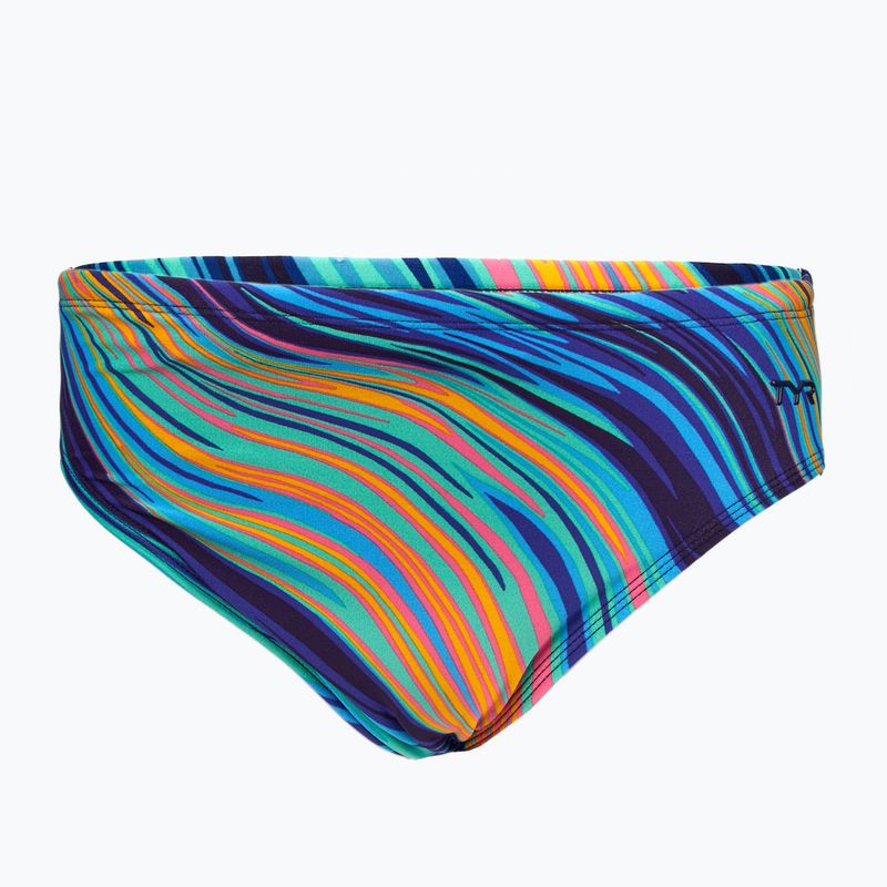 Slipy pływackie męskie TYR Durafast Elite Riptidal Briefs teal/orange