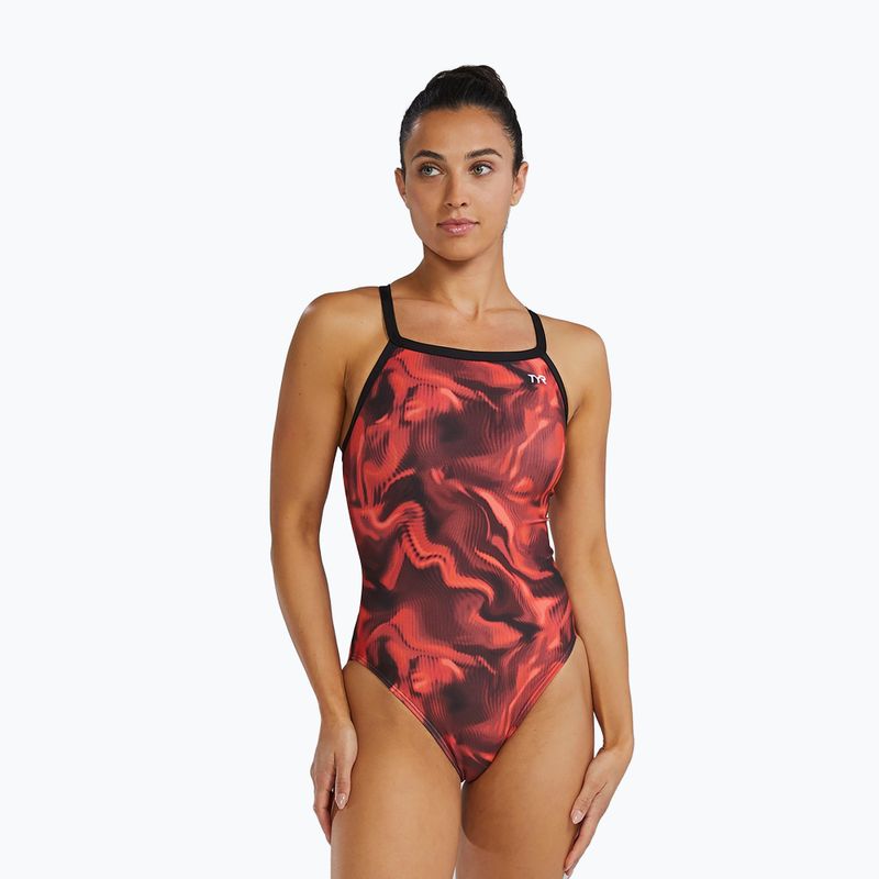 Strój pływacki jednoczęściowy damski Tyr Durafast Elite Waveform Diamondfit red