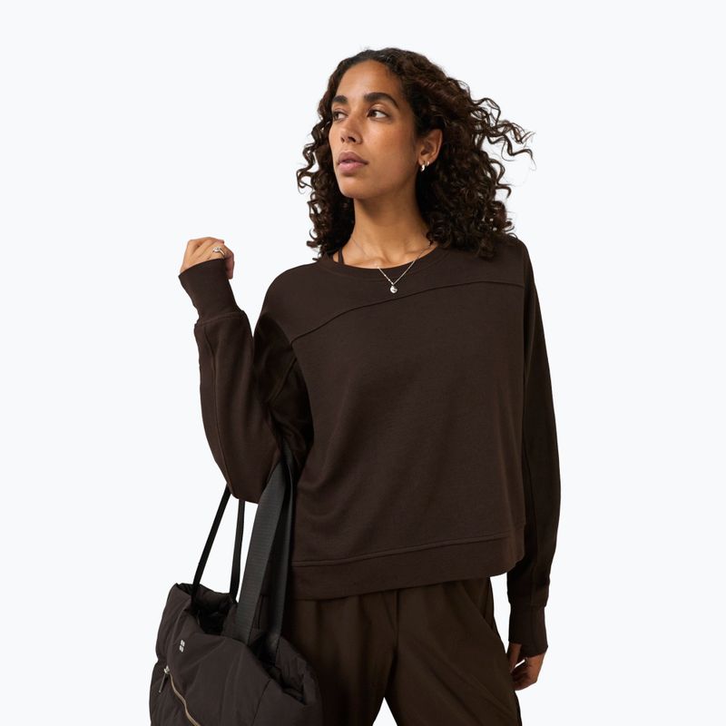 Bluza damska Sweaty Betty After Class Yoke Crop espresso brown