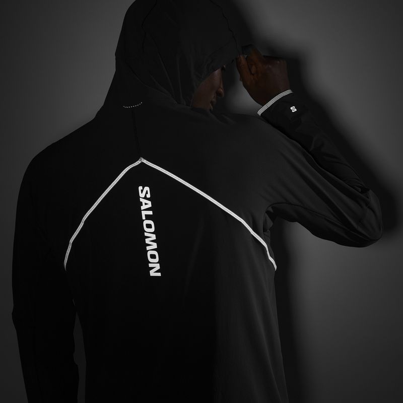 Bluza do biegania męska Salomon Sense Aero Hybrid Half Zip Hooded deep black 6