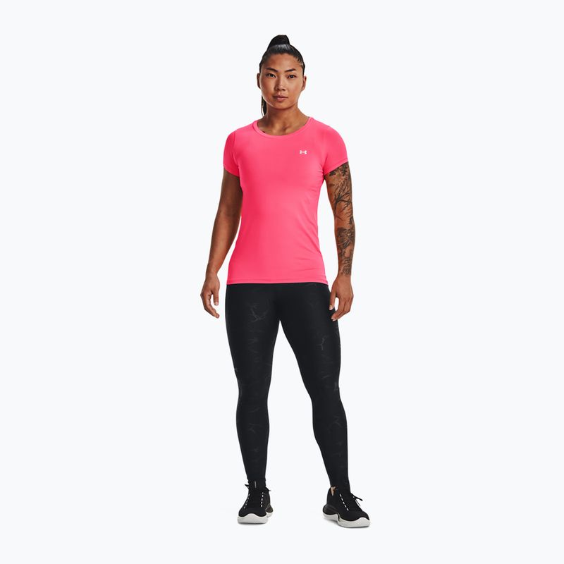 Koszulka treningowa damska Under Armour Heat Gear Armour pink shock/metallic silver 3