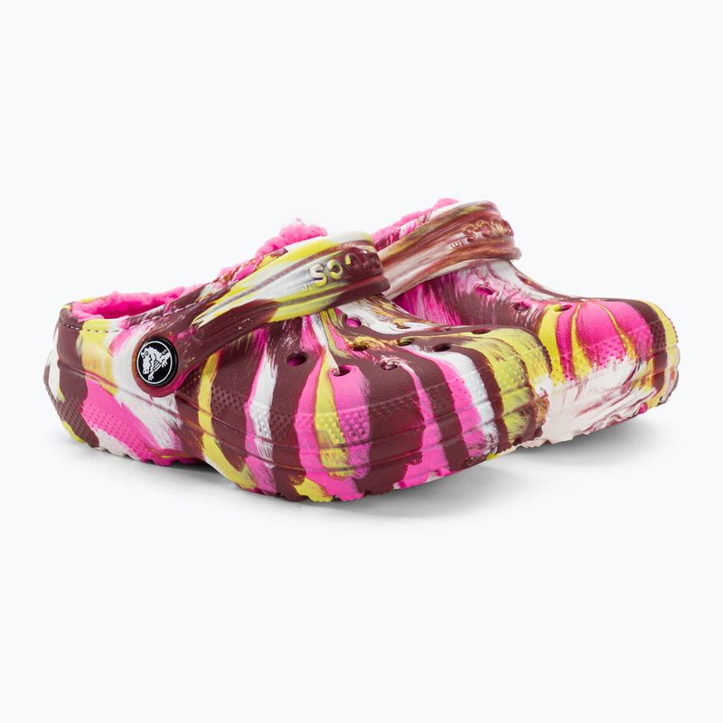 Klapki dziecięce Crocs Classic Lined Marbled Clog electric pink/multi 207778 5