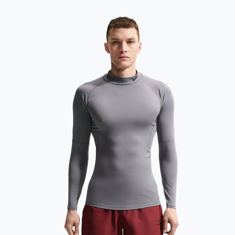 Longsleeve treningowy męski Nike Pro Dri-Fit Mock-Neck smoke grey/black