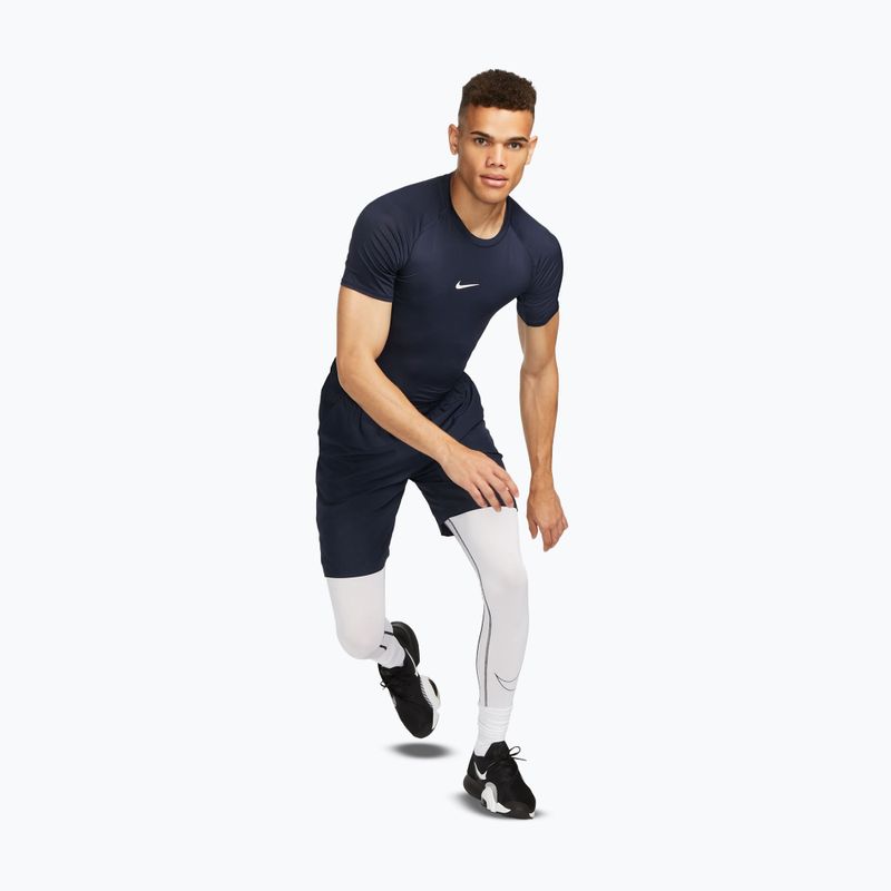 Koszulka treningowa męska Nike Pro Dri-Fit Tight SS Fitness obsidian/white 2
