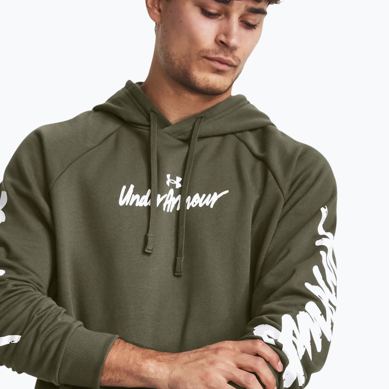 Bluza męska Under Armour Rival Fleece Graphic HD marine od green/white 4