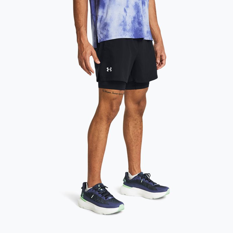 Spodenki do biegania męskie Under Armour Launch 5" 2in1 black/black/reflective 2