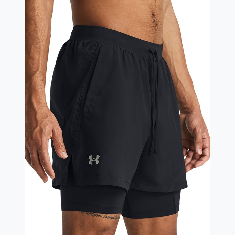 Spodenki do biegania męskie Under Armour Launch 5" 2in1 black/black/reflective 4