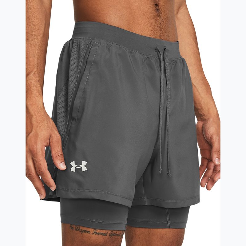 Spodenki do biegania męskie Under Armour Launch 5" 2in1 castlerock/ castlerock/reflective 4