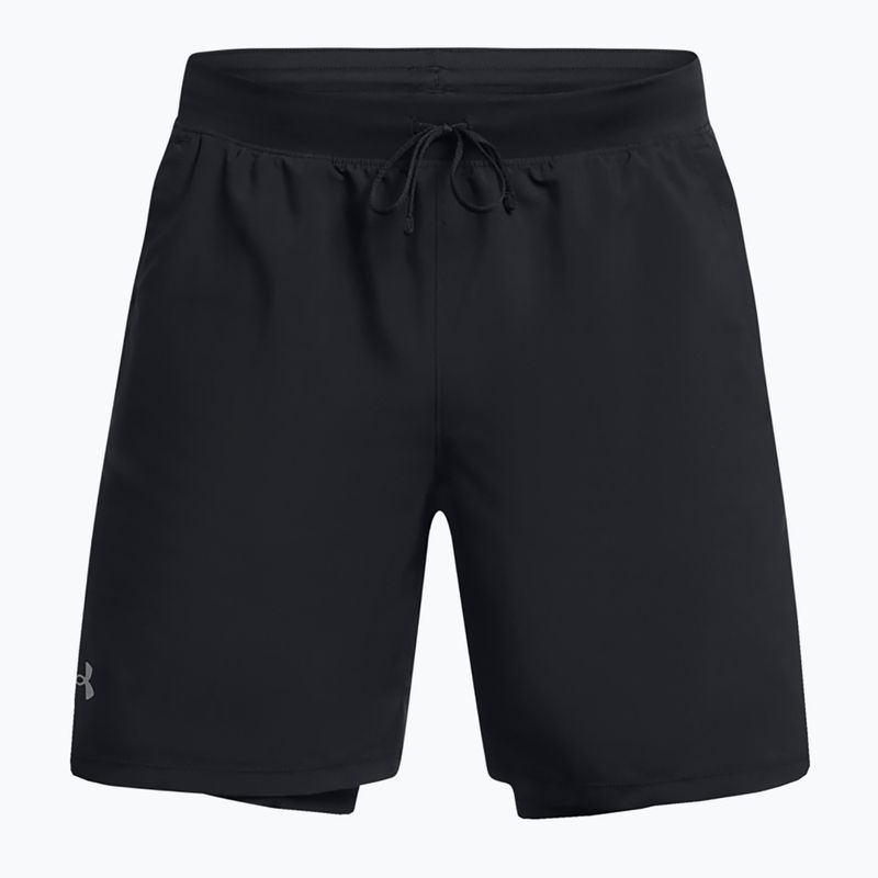 Spodenki do biegania męskie Under Armour Launch 7" 2IN1 black/black/reflective