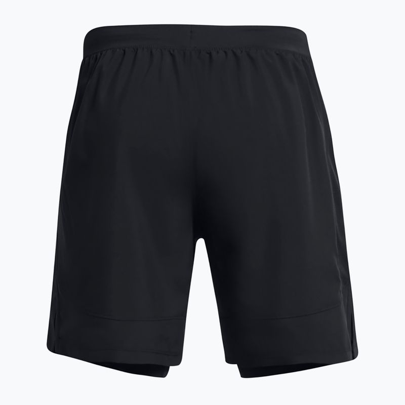 Spodenki do biegania męskie Under Armour Launch 7" 2IN1 black/black/reflective 2