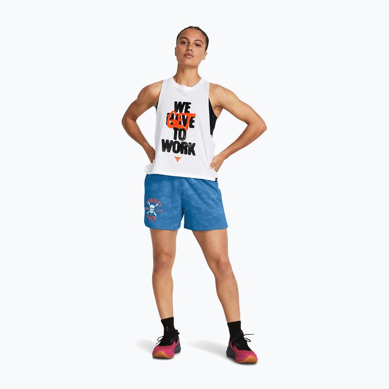 Spodenki treningowe damskie Under Armour Project Rock Underground Terry viral blue/phoenix/white 2