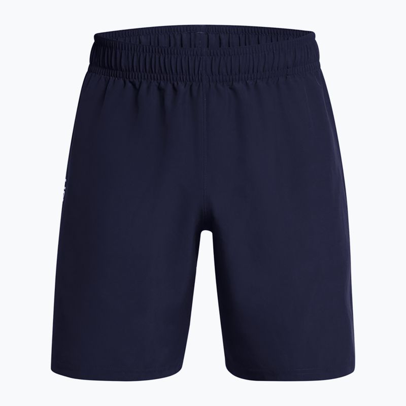 Spodenki treningowe męskie Under Armour Tech Woven Wordmark midnight navy/white