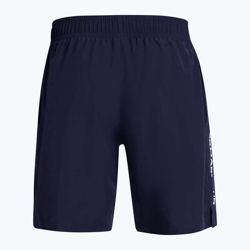 Spodenki treningowe męskie Under Armour Tech Woven Wordmark midnight navy/white 2