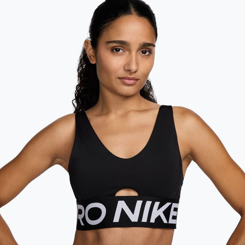 Biustonosz treningowy Nike Pro Indy Plunge black/white/white 4