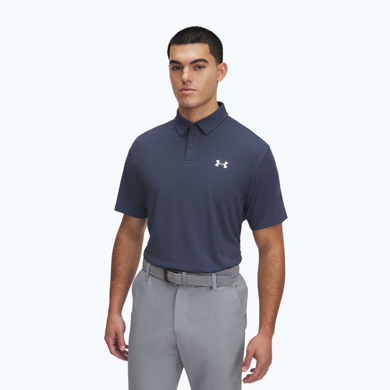 Koszulka polo męska Under Armour Tee To Green Pique Polo downpour gray/white