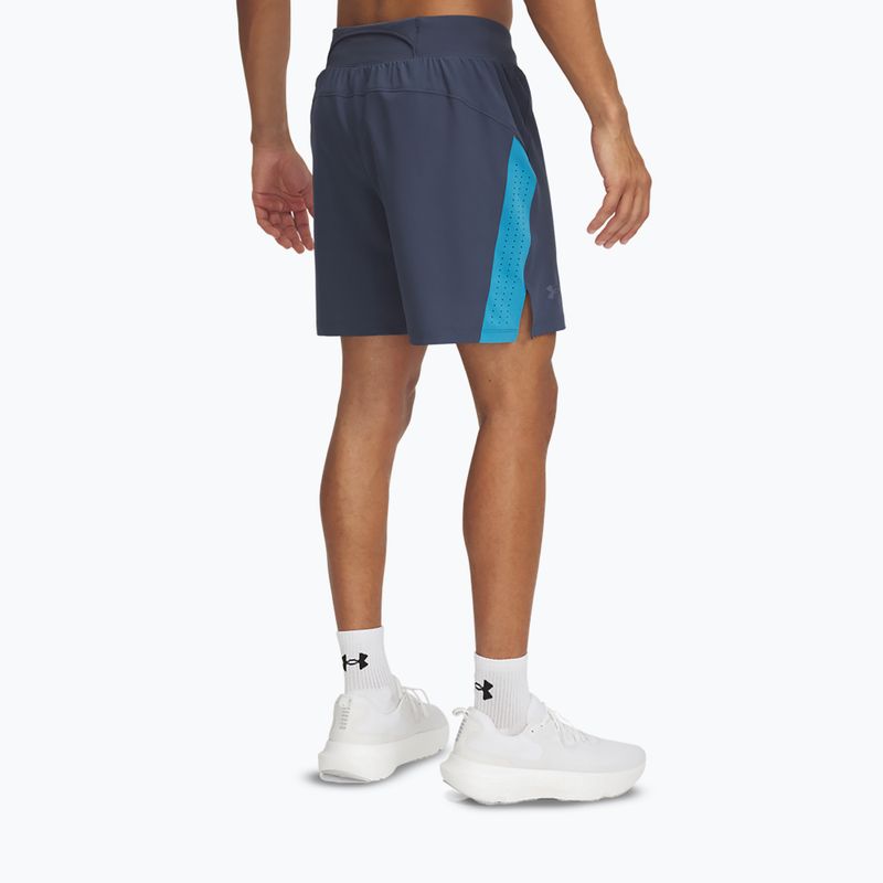 Spodenki do biegania męskie Under Armour Launch Pro 7" downpour gray/ether blue/reflective 3