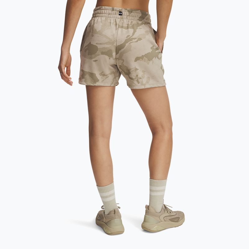 Spodenki damskie Under Armour Project Rock Terry city khaki/hyper green 3