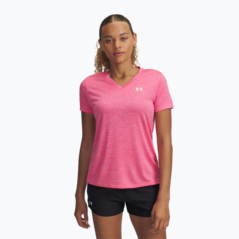 Koszulka treningowa damska Under Armour Tech V-Twist super pink/white