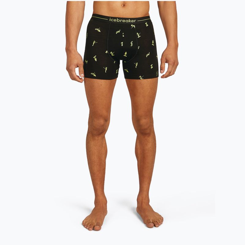 Bokserki termoaktywne męskie icebreaker Anatomica Snow Day black/peridot/aop 2