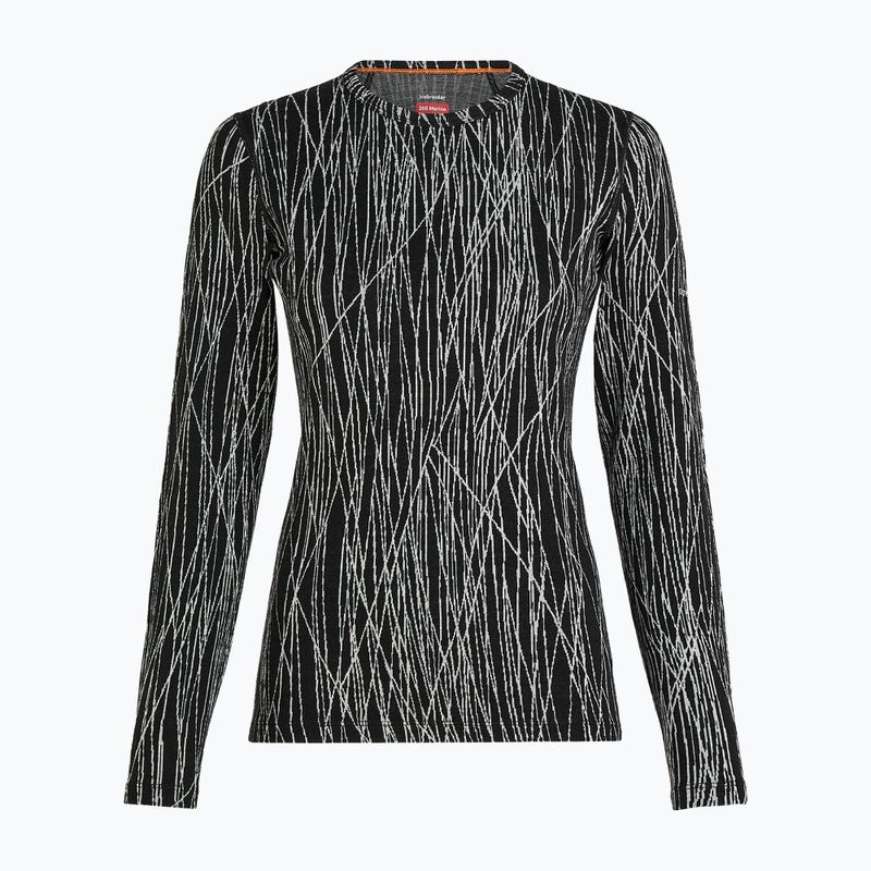 Longsleeve trekkingowy damski icebreaker Merino 260 Tech Vertex Crewe Delta Lines AOP black/snow/j 7