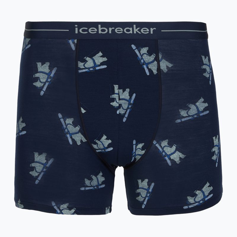 Bokserki termoaktywne męskie Icebreaker Merino 150 Anatomica BearTour AOP Boxers midnight navy