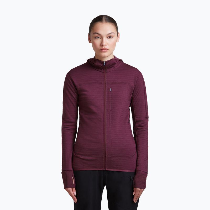 Bluza trekkingowa damska Icebreaker Merino 300 Realfleece Descender Zip Hoodie dark berry