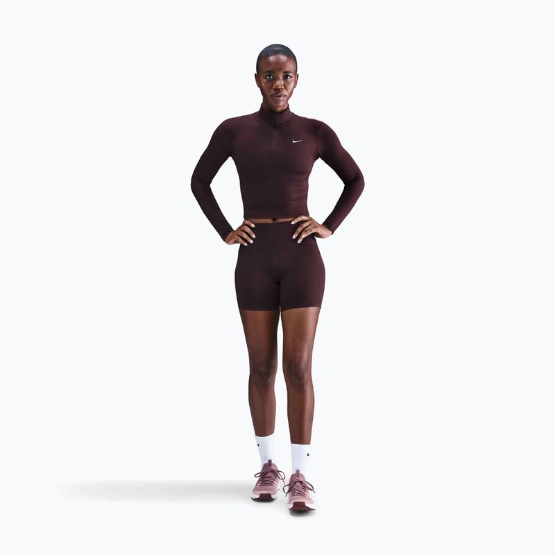 Longsleeve damski Nike One Fitted Dri-Fit 1/4 Zip Mid Layer burgundy crush/white 2