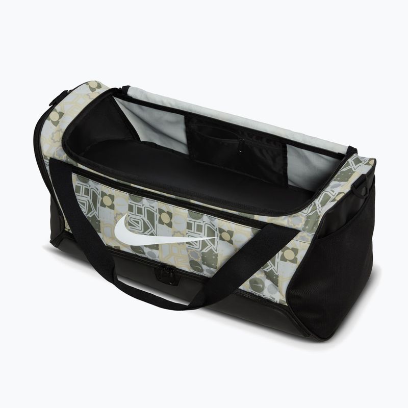 Torba treningowa Nike Brasilia 9.5 Aop 60 l off white/black/white 5