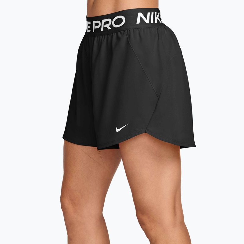 Spodenki treningowe damskie Nike Pro Dri-Fit Mid-Rise Brief-Lined 3" black/white 3