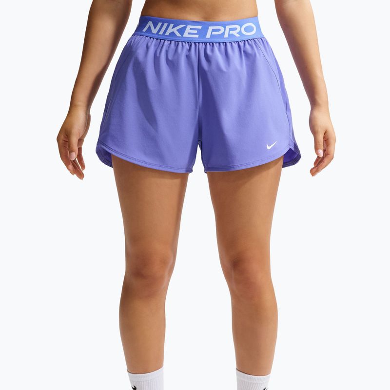 Spodenki treningowe damskie Nike Pro Dri-Fit Mid-Rise Brief-Lined 3" sapphire/white