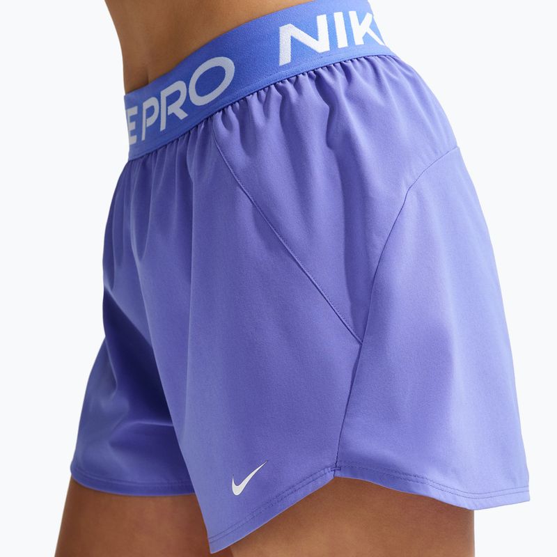 Spodenki treningowe damskie Nike Pro Dri-Fit Mid-Rise Brief-Lined 3" sapphire/white 5