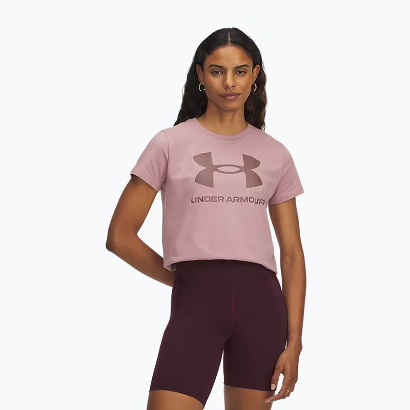 Koszulka treningowa damska Under Armour Rival Logo tourmaline pink/maroon mist