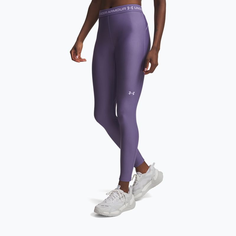 Legginsy treningowe damskie Under Armour HeatGear purple luxe/purple crest