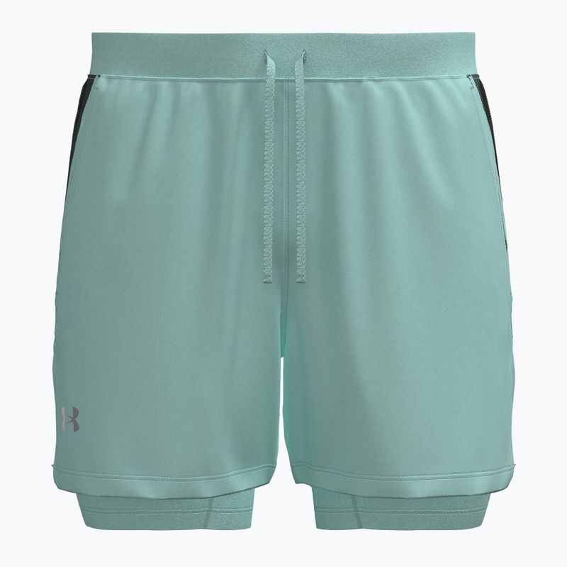 Spodenki do biegania męskie Under Armour Launch 5" 2IN1 refresh mint/castlerock 5