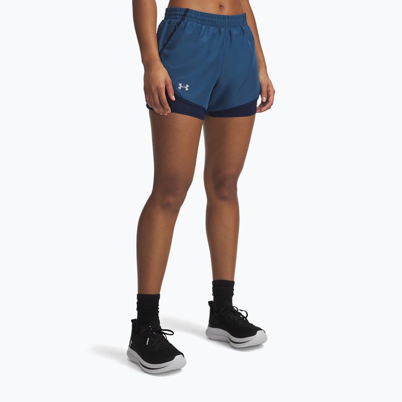 Spodenki do biegania damskie Under Armour Fly By 2IN1 wham blue/hyper green/white
