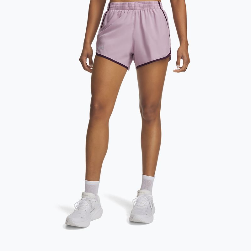 Spodenki do biegania damskie Under Armour Fly By 3" Shorts mauve pink/purple echo/reflective