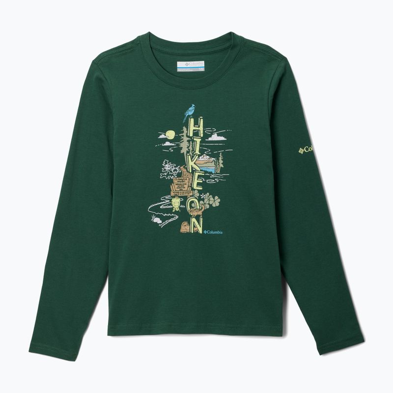 Longsleeve trekkingowy dziecięcy Columbia Dobson Pass Graphic Tee rain forest/hike on