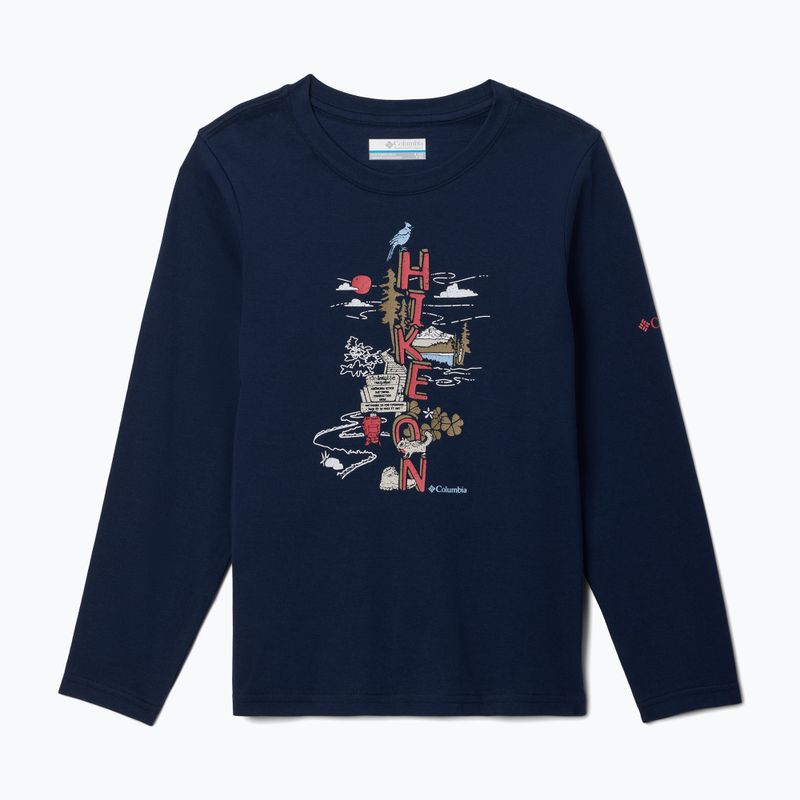 Longsleeve trekkingowy dziecięcy Columbia Dobson Pass Graphic Tee collegiate navy/hike on