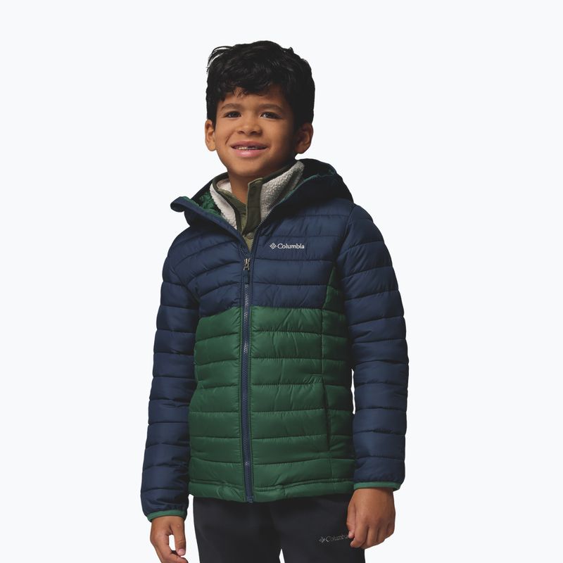 Kurtka dziecięca Columbia Powder Lite II Hooded rain forest/collegiate navy