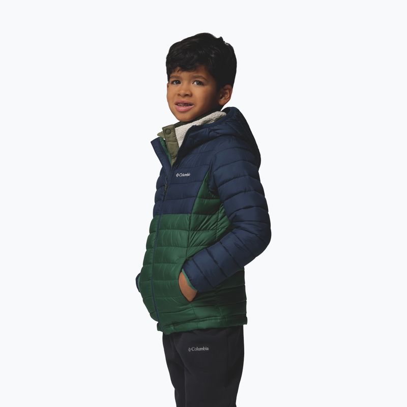Kurtka dziecięca Columbia Powder Lite II Hooded rain forest/collegiate navy 4